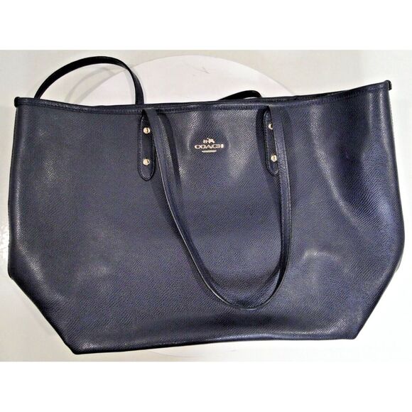 Coach Handbags - COACH Dark Blue Leather Shoulder Tote Bag‎